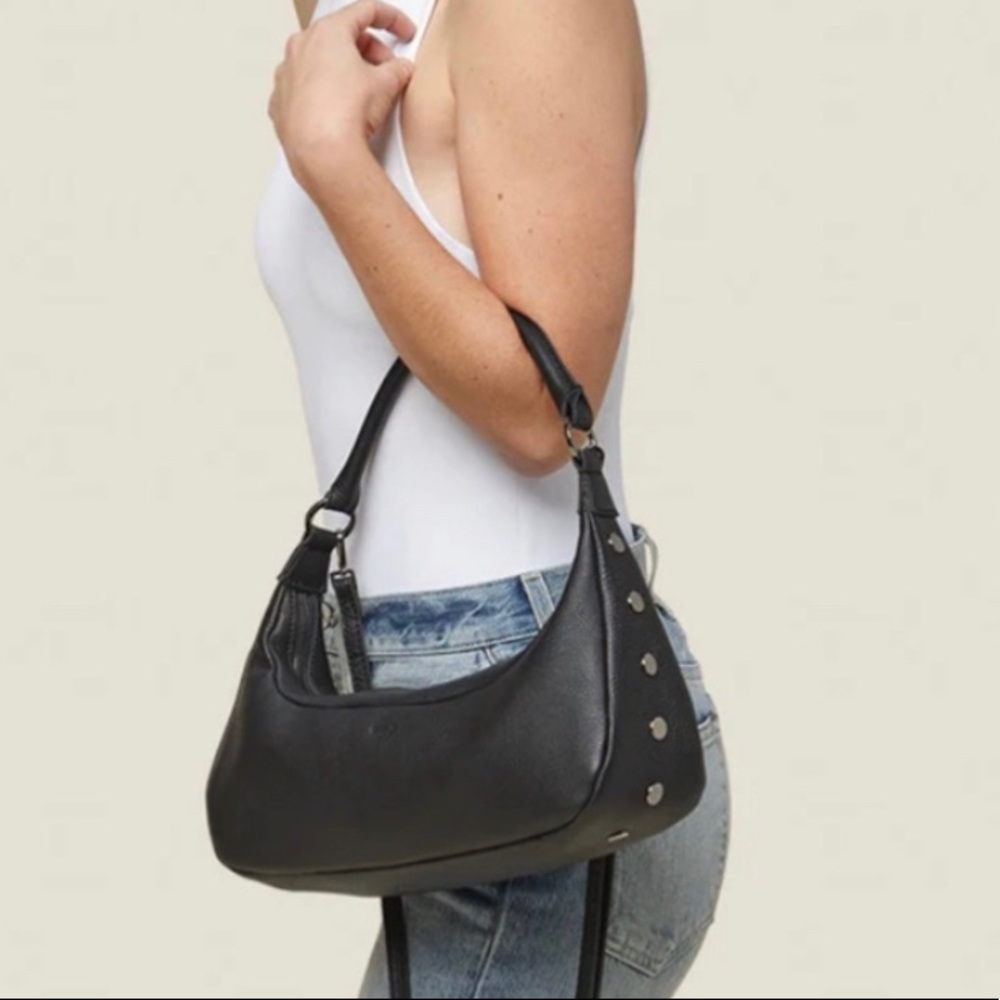 Hammitt Becker handbag black-gunmetal hardware w/additional ruched strap